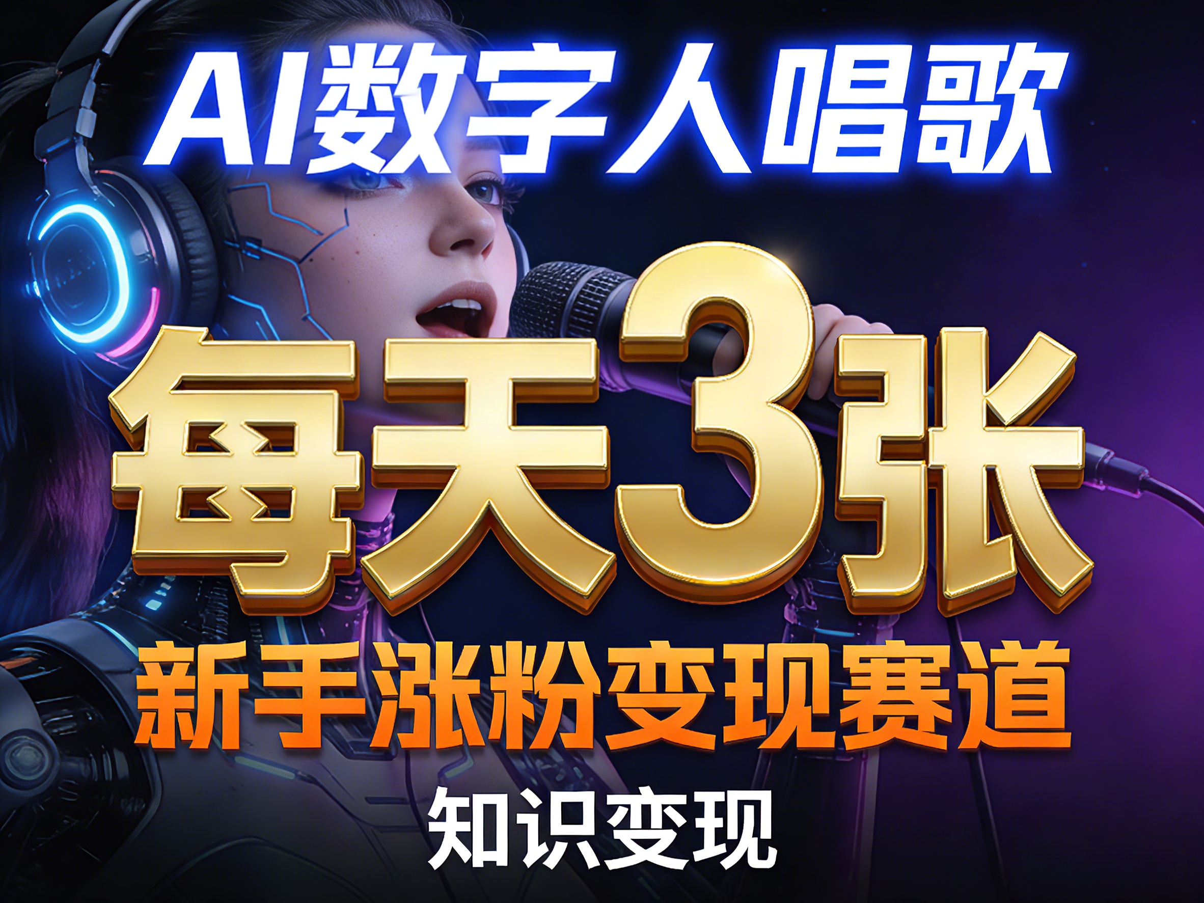 AI数字人唱歌，新手涨粉变现赛道，每天3张和知识付费，副业必备-网创资源