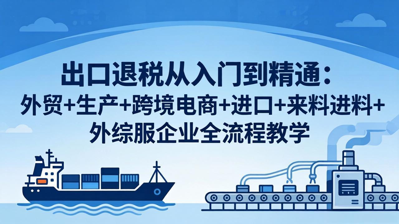 出口退税从入门到精通：外贸+生产+跨境电商+进口+来料进料+外综服企业全流程教学-网创资源