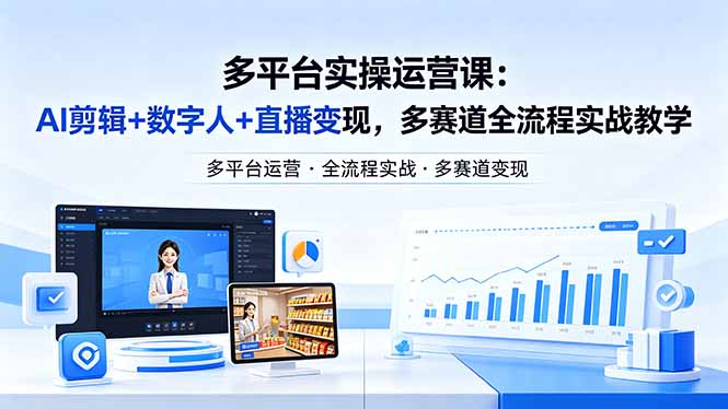 某团队多平台实操运营课-更新26年4月20：AI剪辑+数字人+直播变现，多赛道全流程实战教学-网创资源