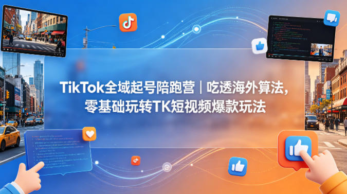 TikTok全域起号陪跑营｜吃透海外算法，零基础玩转TK短视频爆款玩法-网创资源