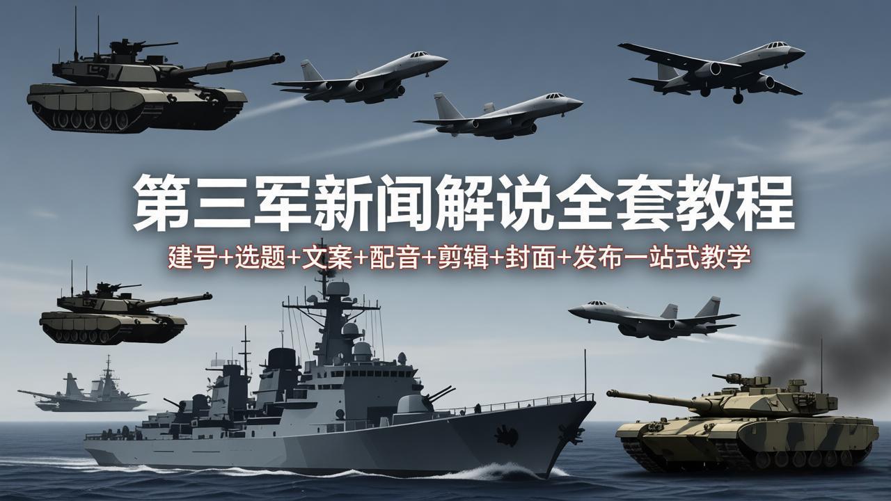 第三军迷新闻解说全套教程：建号+选题+文案+配音+剪辑+封面+发布一站式教学-网创资源