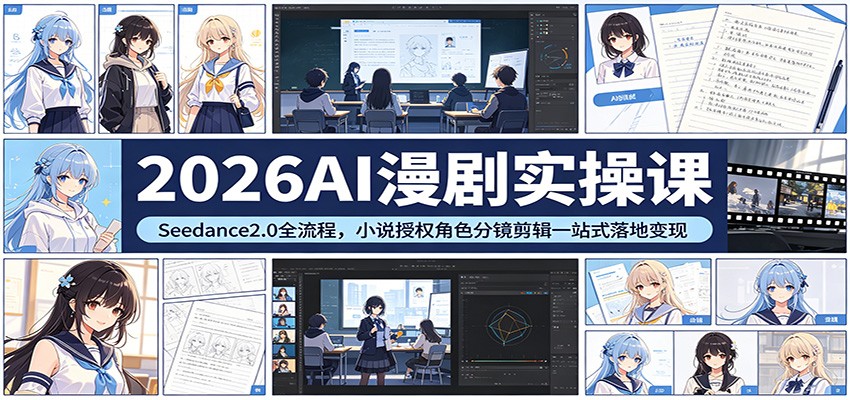 2026AI漫剧实操课：Seedance2.0全流程，小说授权角色分镜剪辑一站式落地变现-网创资源