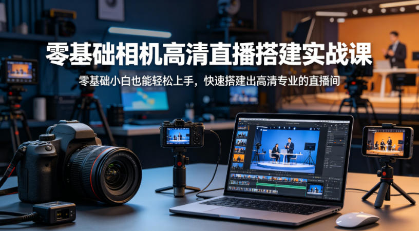 零基础相机高清直播间搭建实战课，小白也能轻松上手，快速搭建出高清专业的直播间-网创资源