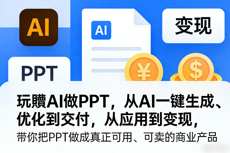 玩賺AI做PPT，从AI一键生成、优化到交付，从应用到变现，带你把PPT做成真正可用、可卖的商业产品(更新0401)-网创资源