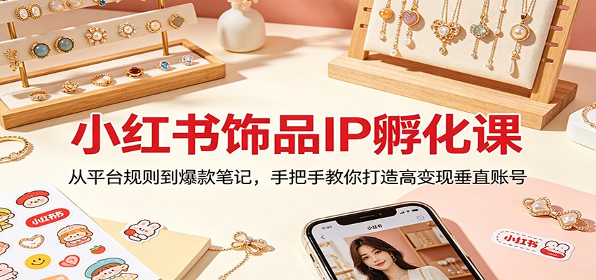 小红书饰品IP孵化课：从平台规则到爆款笔记，手把手教你打造高变现垂直账号-网创资源