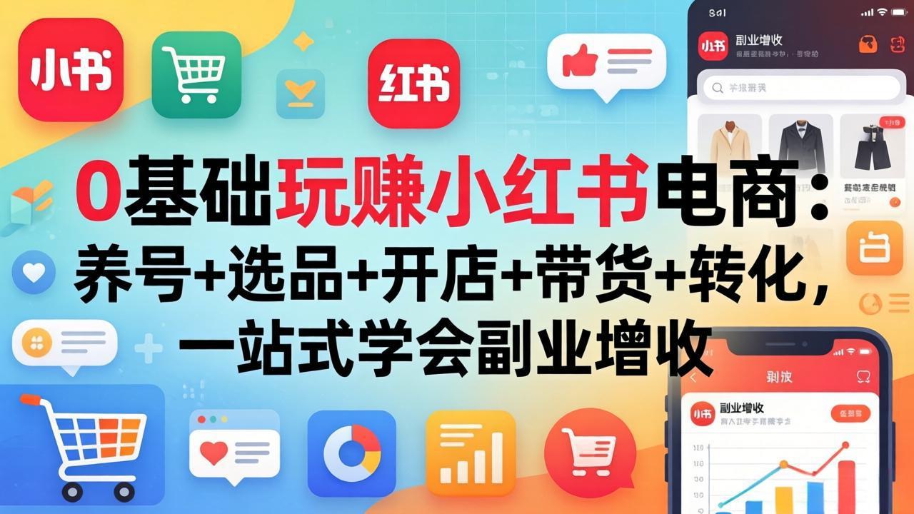 0基础玩赚小红书电商：养号+选品+开店+带货+转化，一站式学会副业增收-网创资源