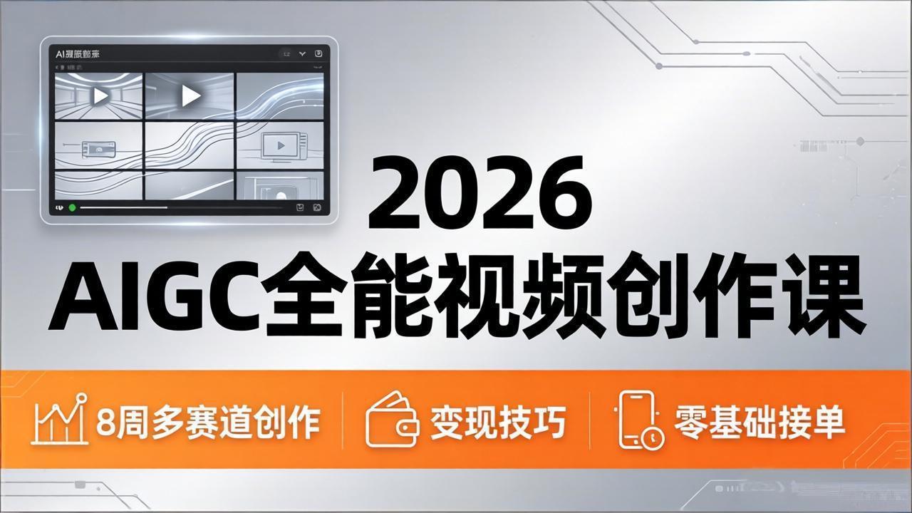 2026AIGC全能视频创作课，8周吃透多赛道创作+变现，零基础也能高效出片接单-网创资源
