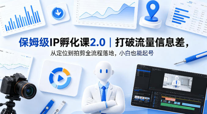 保姆级IP孵化课2.0｜打破流量信息差，从定位到拍剪全流程落地，小白也能起号-网创资源