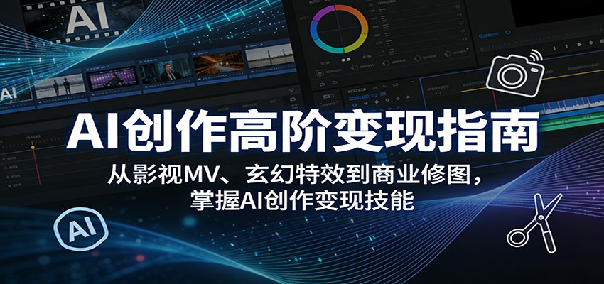 AI创作高阶变现指南：从影视MV、玄幻特效到商业修图，掌握AI创作变现技能-网创资源