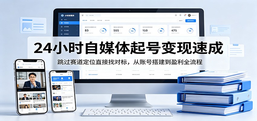 24小时自媒体起号变现速成，跳过赛道定位直接找对标，从账号搭建到盈利全流程-网创资源