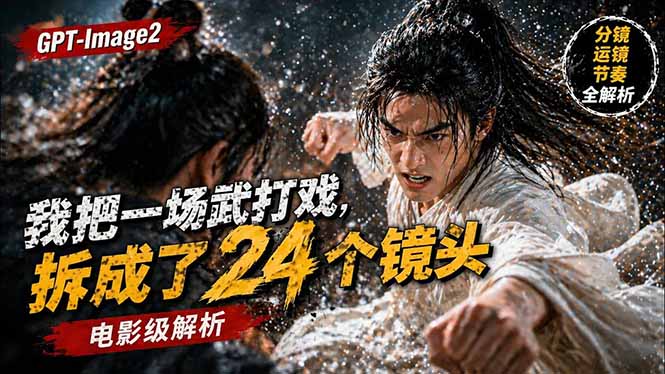用GPT-Image2，把一段武打对决拆成24个连续镜头，从人物建立、动作衔接、运镜节奏，到情绪爆发-网创资源
