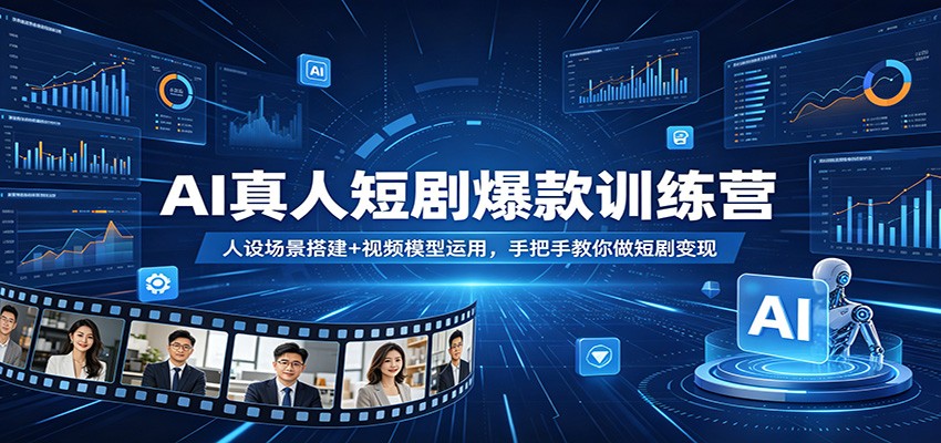 AI真人短剧爆款训练营：人设场景搭建+视频模型运用，手把手教你做短剧变现-网创资源