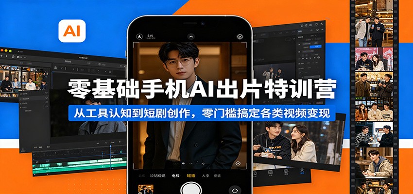 零基础手机AI出片特训营：从工具认知到短剧创作，零门槛搞定各类视频变现-网创资源