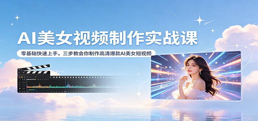 AI美女视频制作实战课：零基础快速上手，三步教会你制作高清爆款AI美女短视频-网创资源
