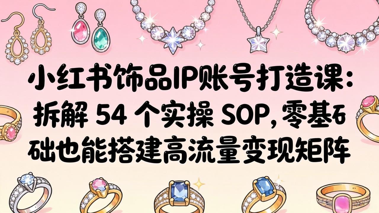 小红书饰品IP账号打造课：拆解 54 个实操 SOP，零基础也能搭建高流量变现矩阵-网创资源