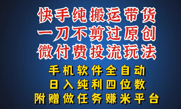 最新黑科技快手搬运带货方法，手机就能操作，轻松带你日入四位数【揭秘】-网创资源