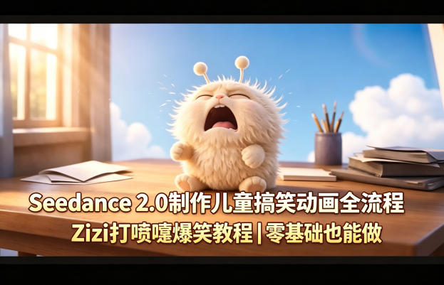 Seedance 2.0制作儿童搞笑动画全流程Zizi打喷嚏爆笑教程｜零基础也能做-网创资源