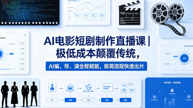 AI电影短剧制作直播课｜极低成本颠覆传统，AI编、导、演全程赋能，极简流程快速出片-网创资源