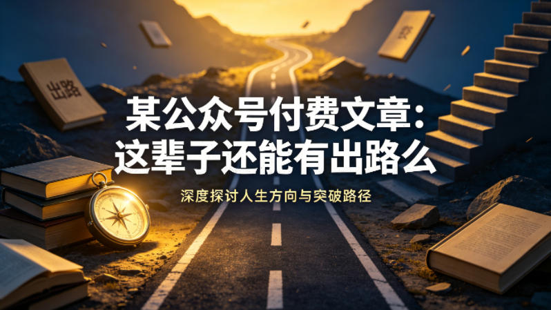 某公众号付费文章：这辈子还能有出路么-网创资源
