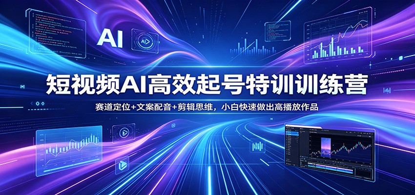 短视频AI高效起号特训训练营：赛道定位+文案配音+剪辑思维，小白快速做出高播放作品-网创资源