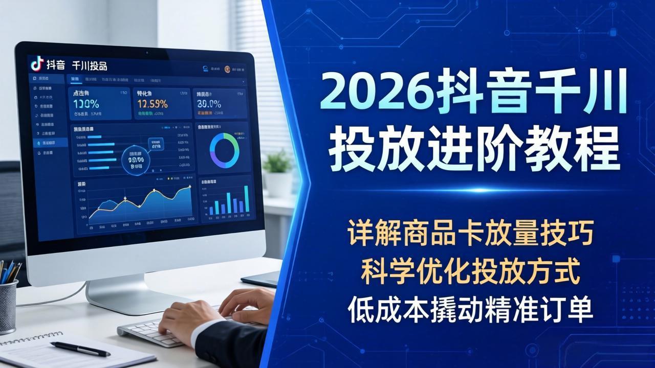 2026抖音千川投放进阶教程，详解商品卡放量技巧，科学优化投放方式，低成本撬动精准订单-网创资源