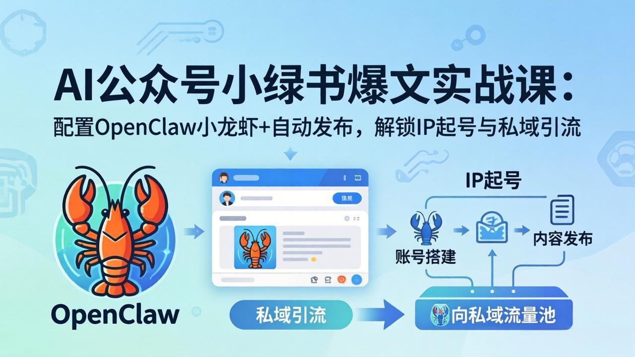 AI公众号小绿书变现实战课：小绿书爆文写作+OpenClaw自动发布，解锁IP起号与私域引流-网创资源