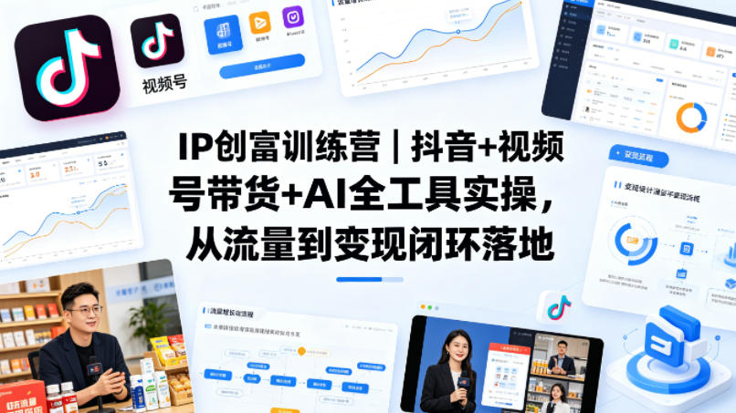 IP创富训练营｜抖音+视频号带货+AI全工具实操，从流量到变现闭环落地-网创资源
