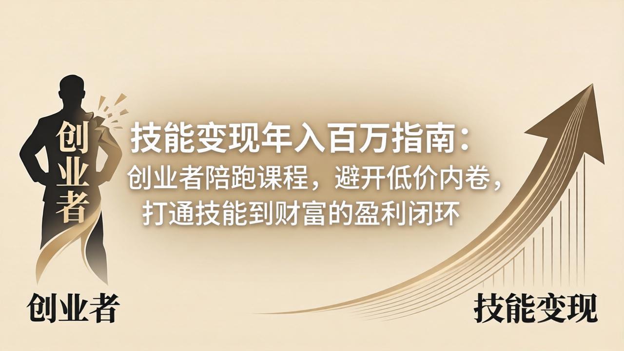 技能变现年入百万指南：创业者陪跑课程，避开低价内卷，打通技能到财富的盈利闭环-网创资源
