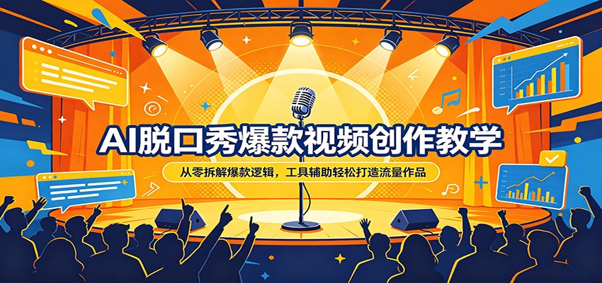 AI脱口秀爆款视频创作教学：从零拆解爆款逻辑，工具辅助轻松打造流量作品-网创资源
