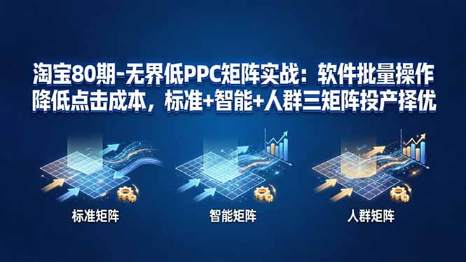 淘宝80期-无界低PPC矩阵实战：软件批量操作降低点击成本，标准+智能+人群三矩阵投产择优-网创资源