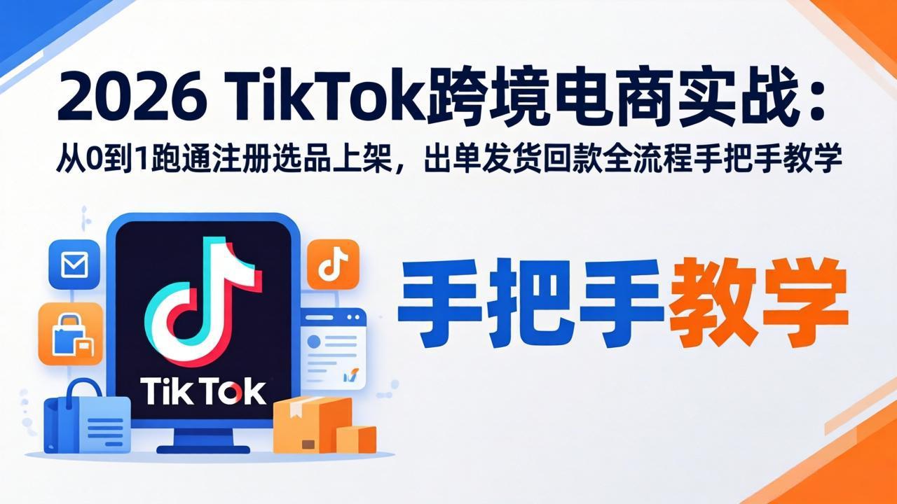 2026TikTok跨境电商实战-更新：从0到1跑通注册选品上架，出单发货回款全流程手把手教学-网创资源
