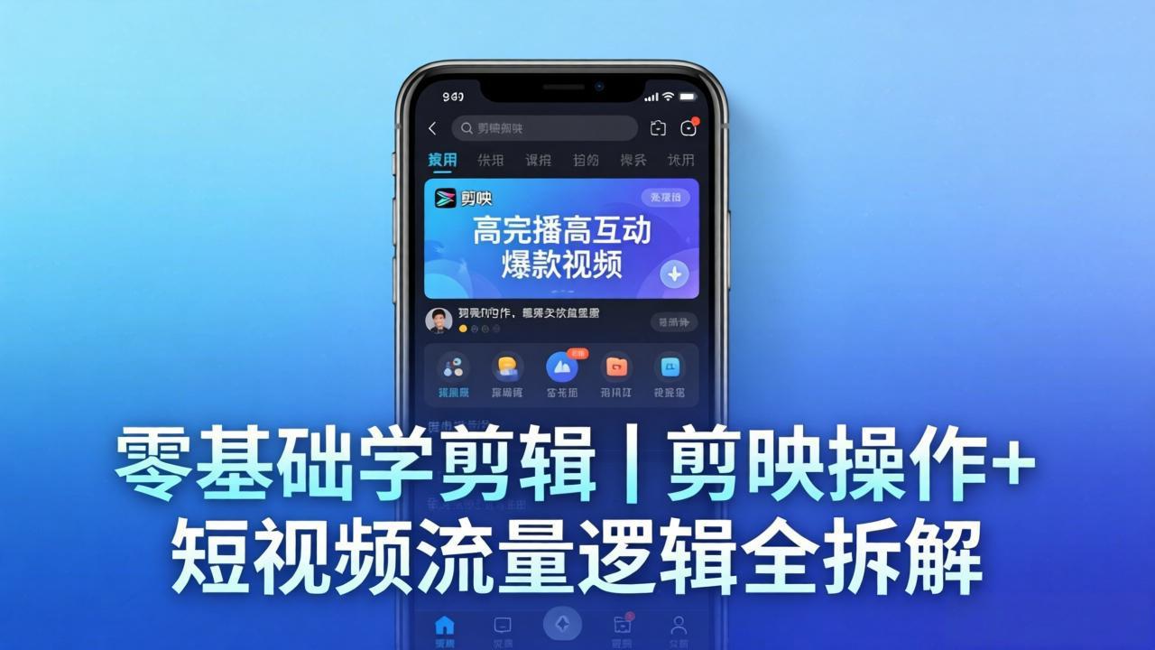 【零基础学剪辑】剪映操作+短视频流量逻辑全拆解｜手把手教你剪出高完播高互动爆款视频-网创资源