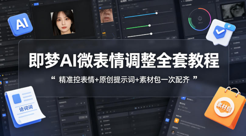 即梦AI微表情调整全套教程，精准控表情+原创提示词+素材包一次配齐-网创资源