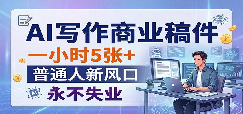AI写作商业稿件，一小时5张+，普通人新风口，永不失业-网创资源