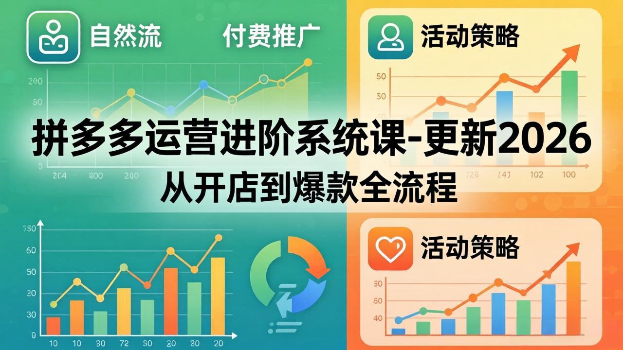 拼多多运营进阶系统课-更新2026：从开店到爆款全流程，自然流+付费推广+活动策略-网创资源