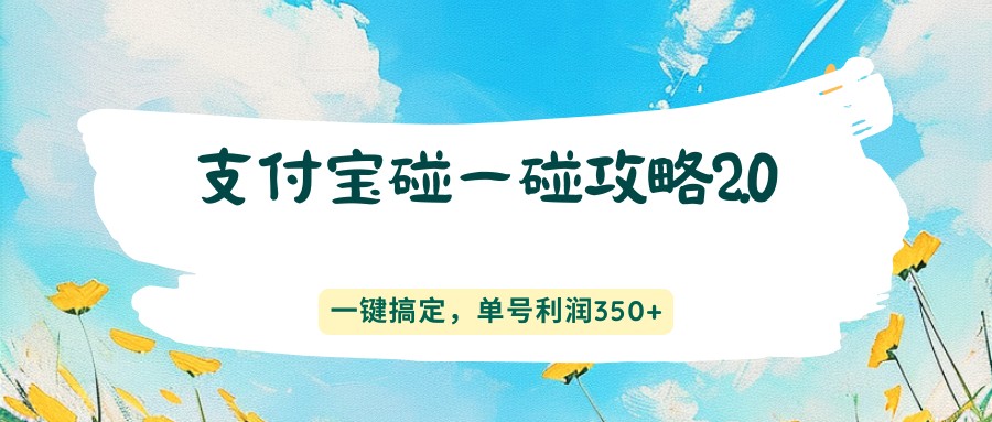 支付宝碰一碰攻略2.0，一键搞定，单号利润350+-网创资源
