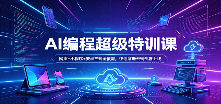 AI编程超级特训课：网页+小程序+安卓三端全覆盖，快速落地云端部署上线-网创资源