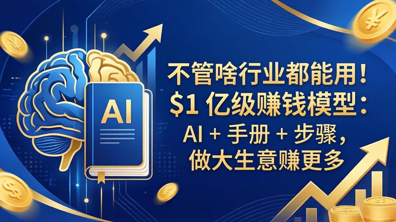 不管啥行业都能用！$1 亿级赚钱模型：AI + 手册 + 步骤，做大生意赚更多-网创资源