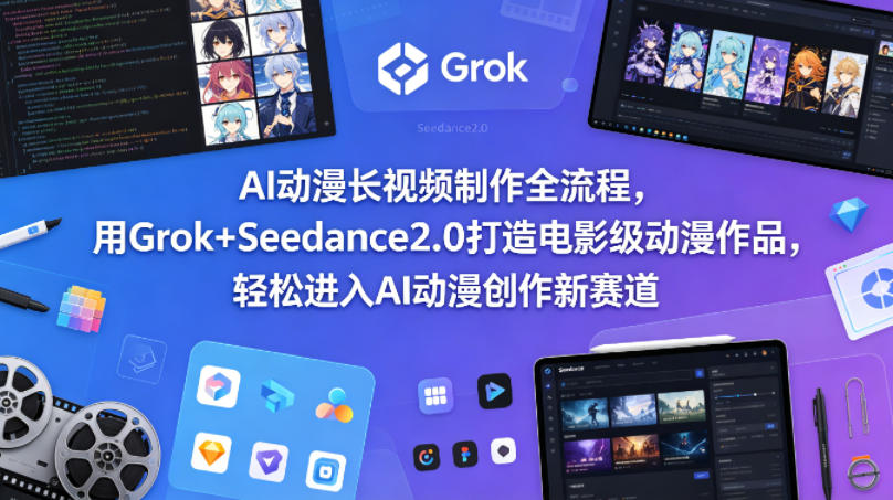 AI动漫长视频制作全流程，用Grok+Seedance2.0打造电影级动漫作品，轻松进入AI动漫创作新赛道-网创资源
