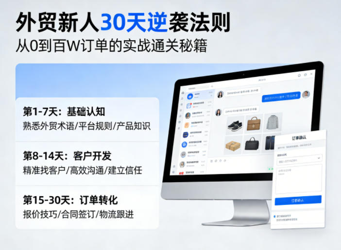 外贸新人30天逆袭法则，教你从0到百W订单的实战通关秘籍-网创资源