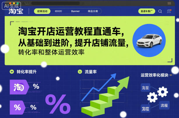 淘宝开店运营教程直通车，从基础到进阶，提升店铺流量，转化率和整体运营效率(更新26年4月20日)-网创资源