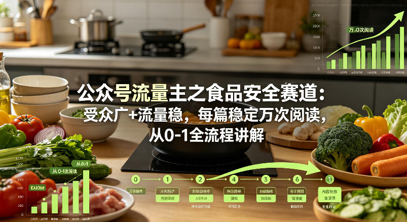 公众号流量主之食品安全赛道，受众广+流量稳，每篇作品稳定万次阅读，从0-1全流程讲解-网创资源