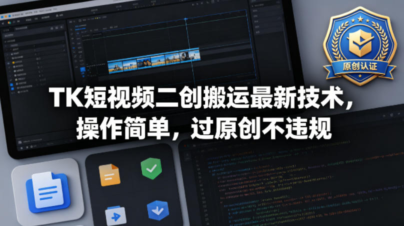 TK短视频二创搬运最新技术，操作简单，过原创不违规-网创资源