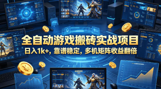 全自动游戏搬砖实战项目，日入1k+，靠谱稳定，多机矩阵收益翻倍【揭秘】-网创资源