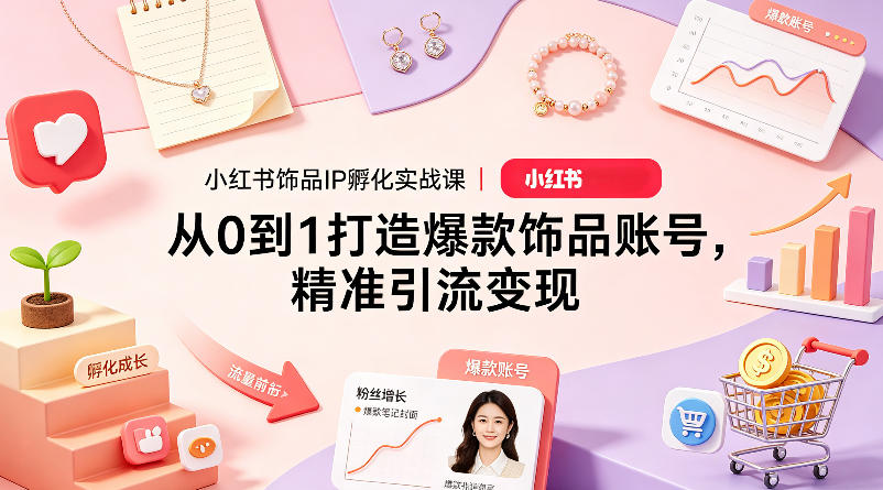 小红书饰品IP孵化实战课｜从0到1打造爆款饰品账号，精准引流变现-网创资源
