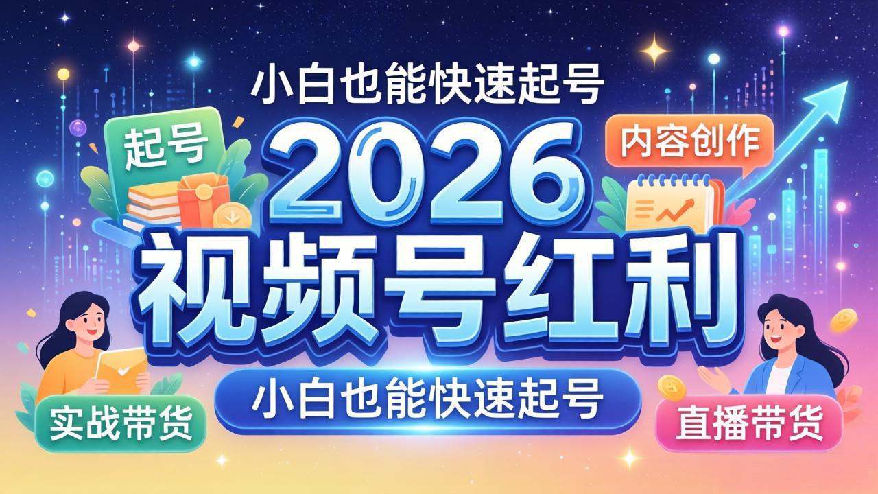 2026视频号红利实战营，大佬亲授起号、内容、直播、IP、投流、私域、矩阵全套落地打法-网创资源