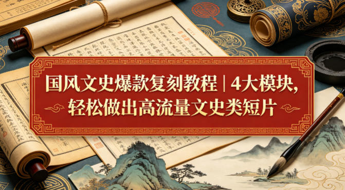 国风文史爆款复刻教程｜4大模块，轻松做出高流量文史类短片-网创资源