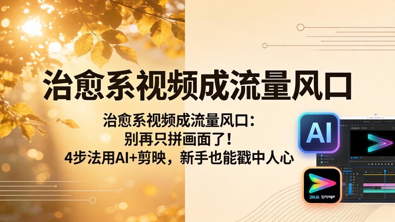 治愈系视频成流量风口：别再只拼画面了！4步法用AI+剪映，新手也能戳中人心-网创资源