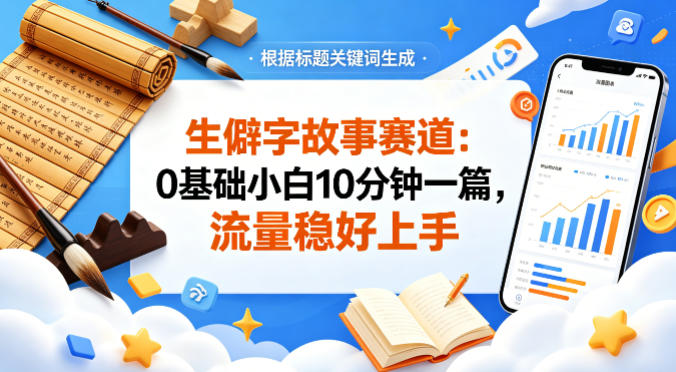 公众号流量主——生僻字故事赛道，流量稳，好上手，0基础小白也能10分钟一篇-网创资源