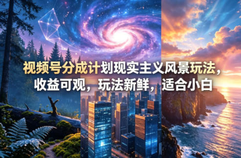 视频号分成计划现实主义风景玩法，收益可观，玩法新鲜，适合小白-网创资源